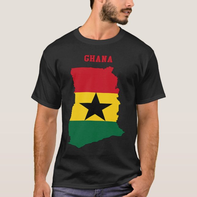 Camiseta Mapa de dentro de Bandeiras do Gana (Frente)