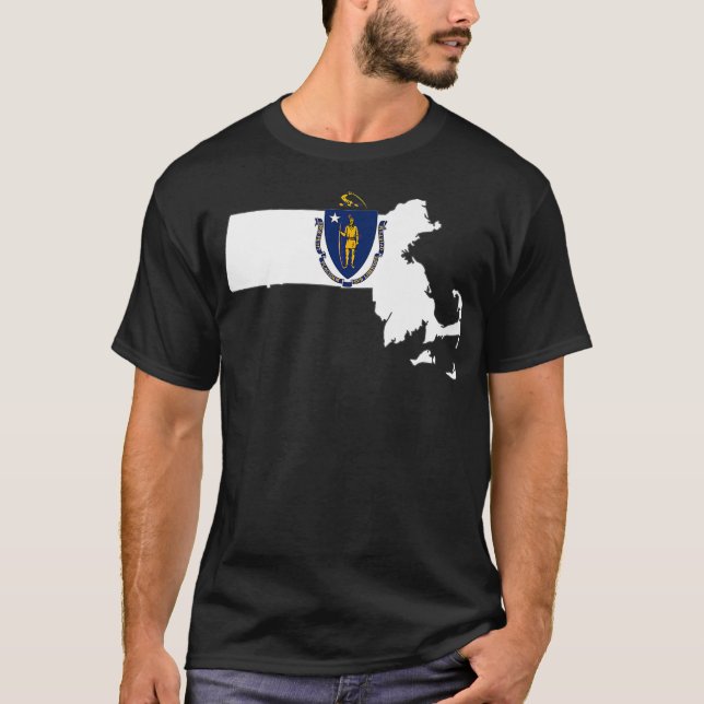 Camiseta Mapa de dentro do Estado de Massachusetts para Mas (Frente)