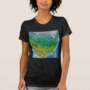 Camiseta Mapa de desenhos animados dos EUA