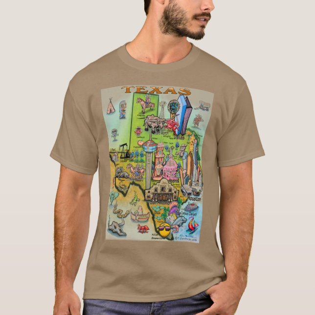 Camiseta Mapa de desenhos do Texas (Frente)