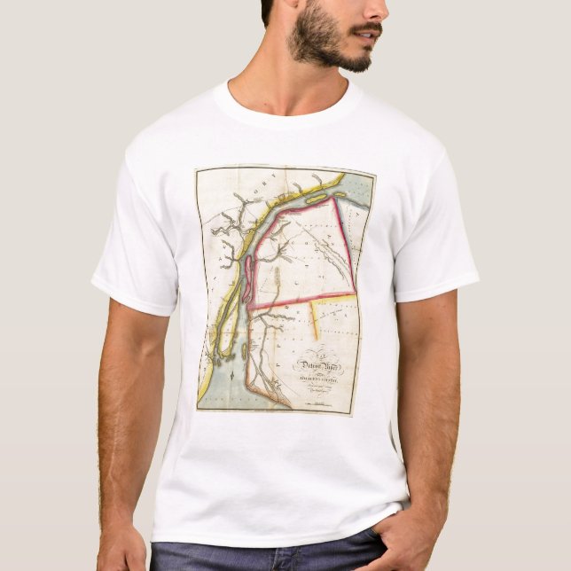 Camiseta Mapa de Detroit River e do país adjacente (Frente)