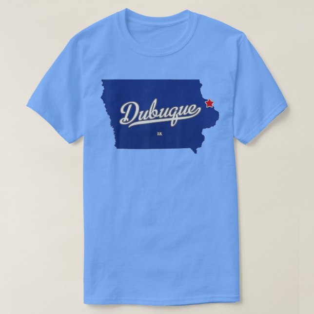 Camiseta Mapa de Dubuque Iowa IA (Frente do Design)