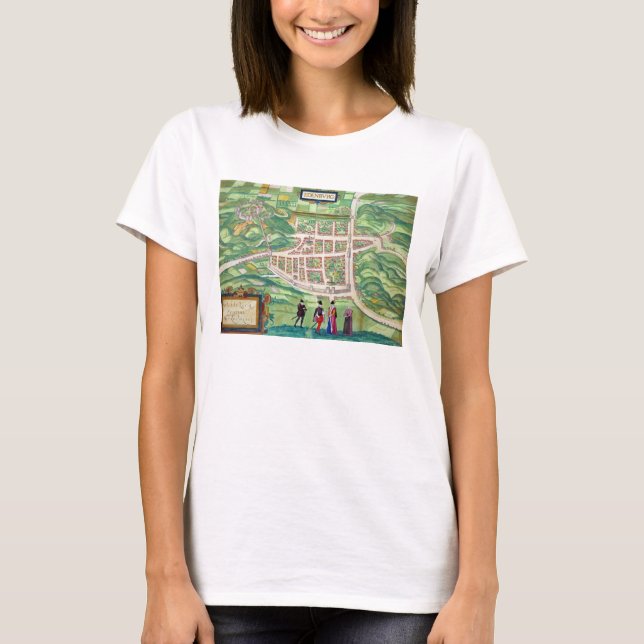 Camiseta Mapa de Edimburgo, de Civitates Orbis Terrarum (Frente)
