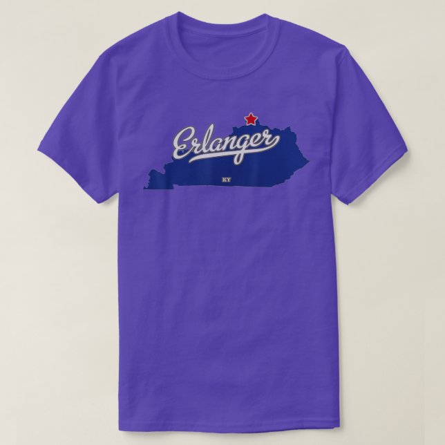 Camiseta Mapa de Erlanger Kentucky KY (Frente do Design)