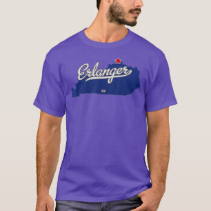 Camiseta Mapa de Erlanger Kentucky KY