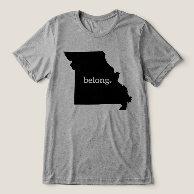 Camiseta Mapa de Estado de Heart Missouri Belong (Design frontal)