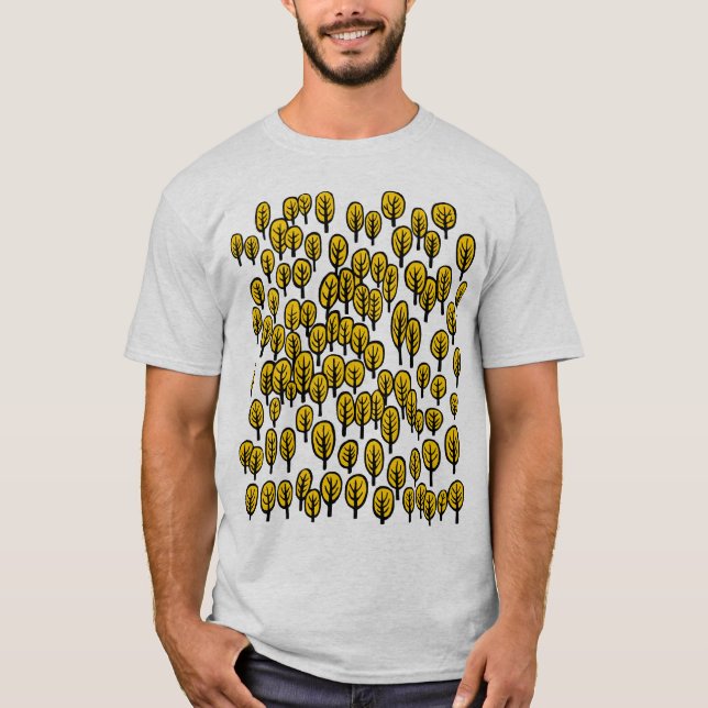 Camiseta Mapa de Floresta - Árvores Âmbar de Outono (Frente)