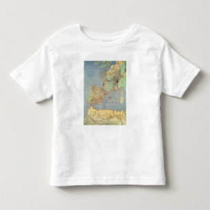 Camiseta Mapa de France, espanha e de África noroeste