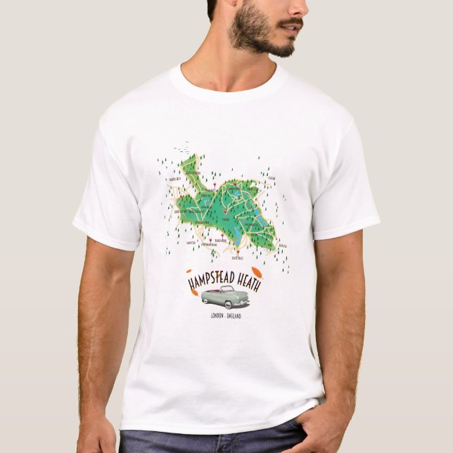 Camiseta Mapa de Hampstead Heath London (Frente)