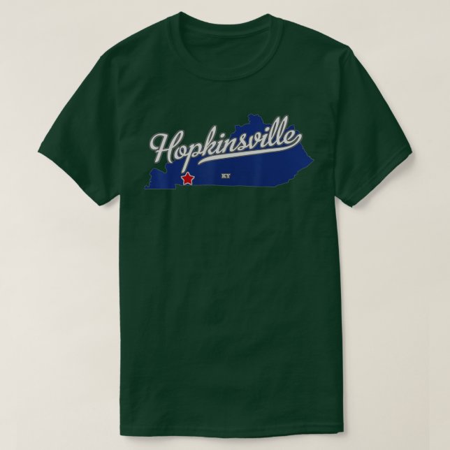 Camiseta Mapa de Hopkinsville Kentucky KY (Frente do Design)
