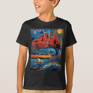 Camiseta Mapa de Ícones e Marcos Vibrantes da Austrália