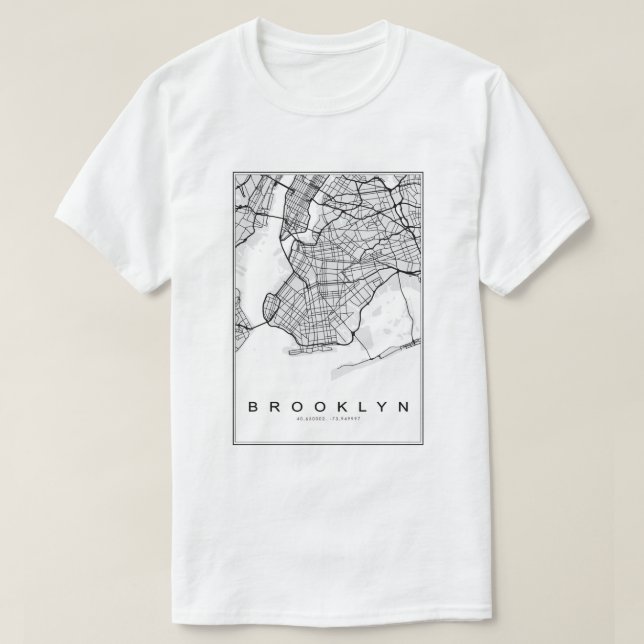 Camiseta Mapa de Ilustração do Brooklyn (Frente do Design)