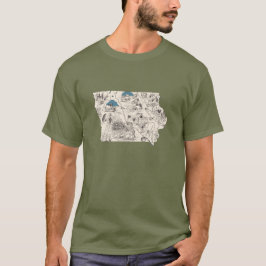 Camiseta Mapa de Imagens de Hawkeye Vintage Vintage em Iowa