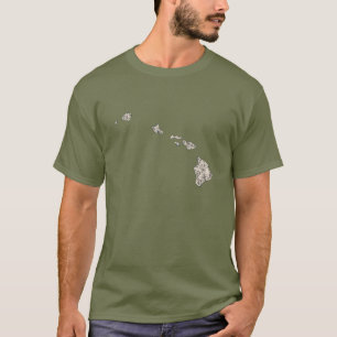 Camiseta Mapa de Imagens Vintage em Forma de Havaí