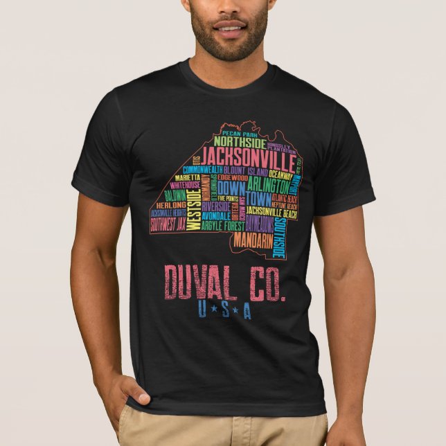 Camiseta Mapa de Jacksonville Duval County Florida USA (Frente)