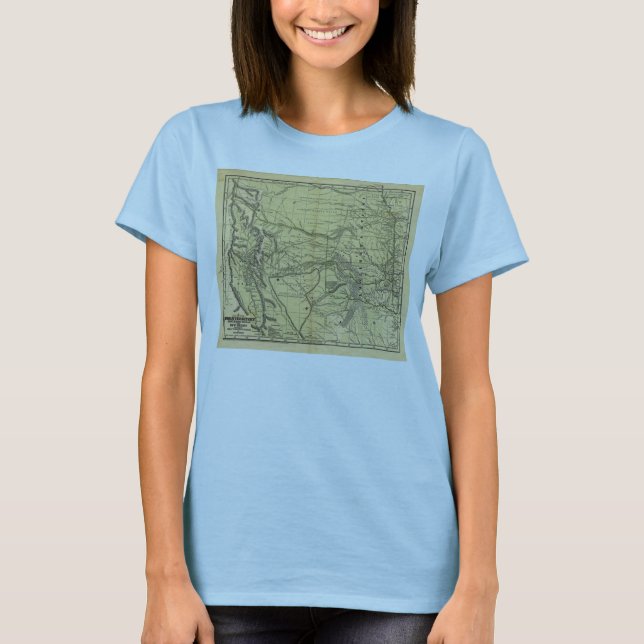 Camiseta Mapa de Josiah Gregg 1844 do território indiano (Frente)