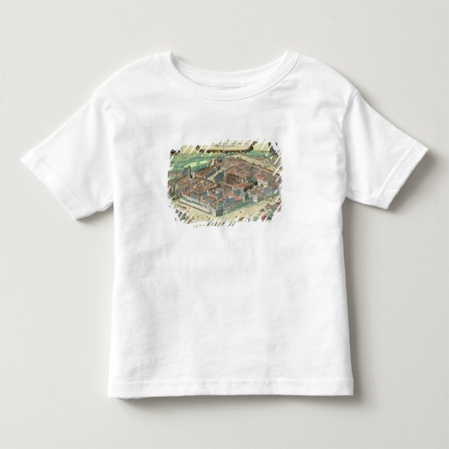 Camiseta Mapa de Leipzig, de "Civitates Orbis Terrarum" (Frente)