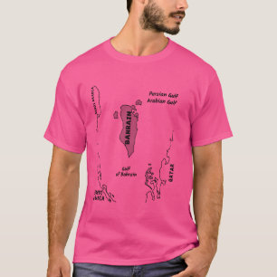 Camiseta Mapa de linha preta desenhado à mão do Barém e dos