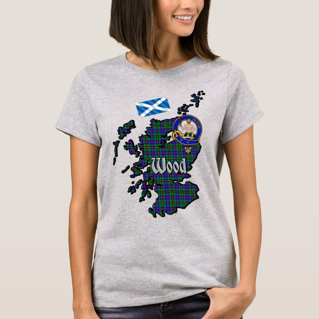 Camiseta Mapa de madeira de artan e mulheres Crachás (Frente)