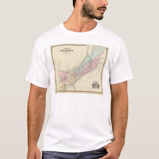 Camiseta Mapa de Madison, Wisconsin (Frente)