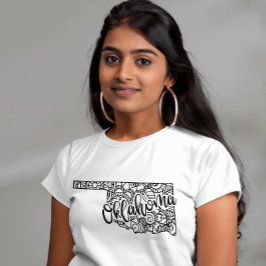 Camiseta Mapa de Mandala da Linha de Oklahoma para Coloraçã