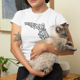 Camiseta Mapa de Mandala de Linha da Flórida para Coloração