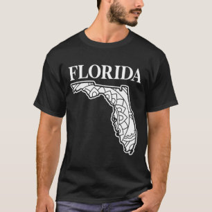 Camiseta Mapa de mandala do estado da Flórida, feito na Fló