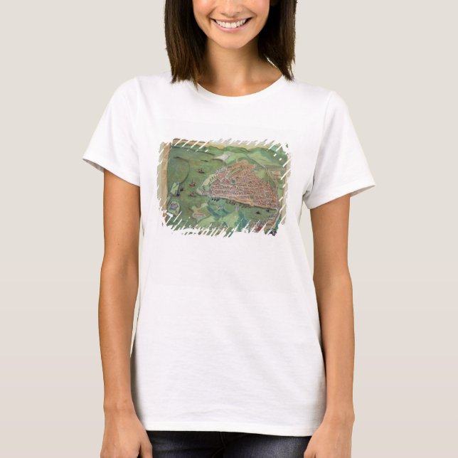 Camiseta Mapa de Marselha, de Civitates Orbis Terrarum (Frente)