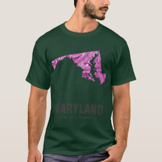 Camiseta Mapa de Maryland Arte Abstrato em Roxo
