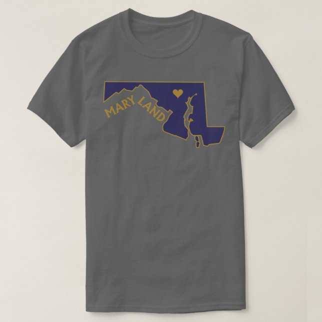 Camiseta Mapa de Maryland com coração (Frente do Design)