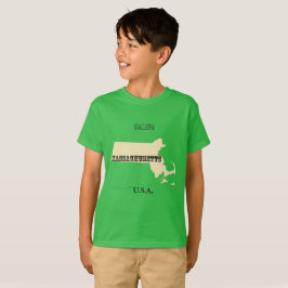 Camiseta - Mapa de Massachusetts com Cidade