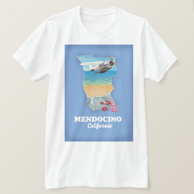 Camiseta Mapa de Mendocino Califórnia (Frente do Design)