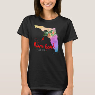 Camiseta Mapa de Miami Beach Correspondendo a Vacinas Famil
