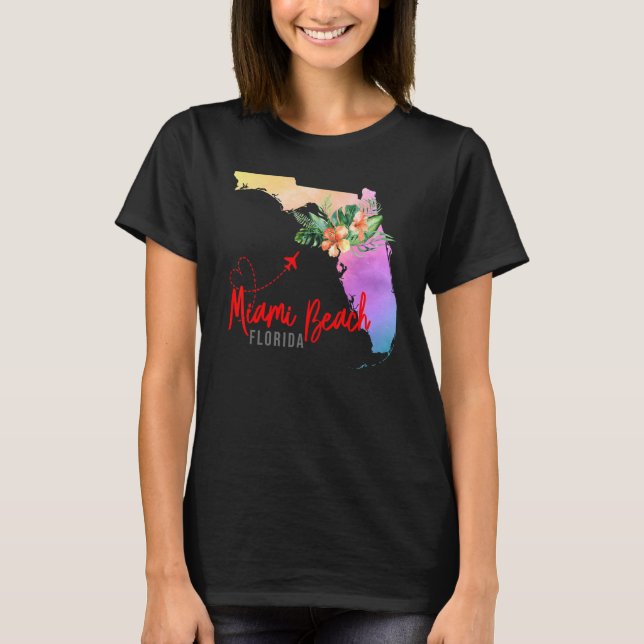 Camiseta Mapa de Miami Beach Correspondendo a Vacinas Famil (Frente)