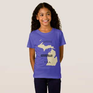 Camiseta - Mapa de Michigan com Cidade