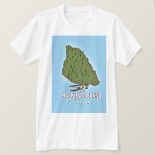 Camiseta Mapa de Michigan da Ilha Mackinac