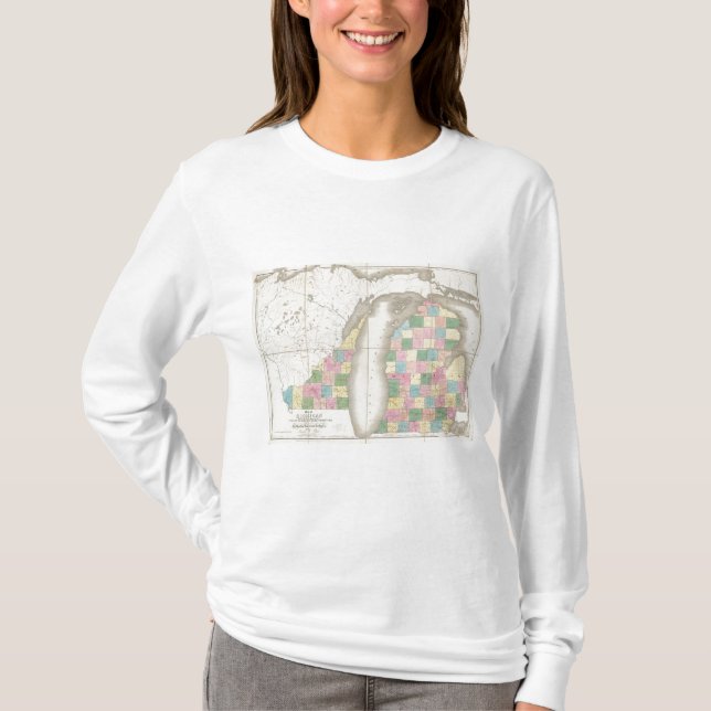Camiseta Mapa de Michigan & parte do território de (Frente)