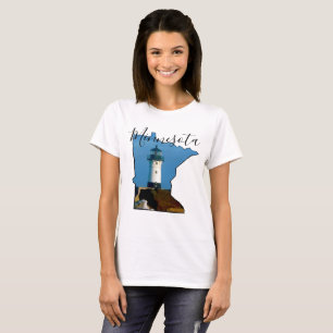 Camiseta Mapa de Minnesota com farol