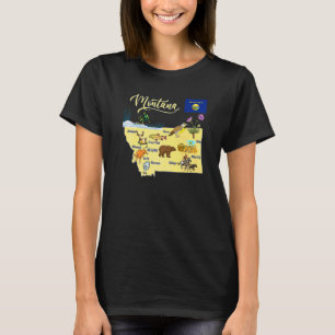 Camiseta Mapa de Montana Atrações Turísticas Principais Cid
