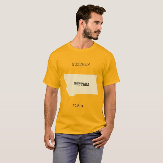 Camiseta - Mapa de Montana com Cidade (Frente Completa)