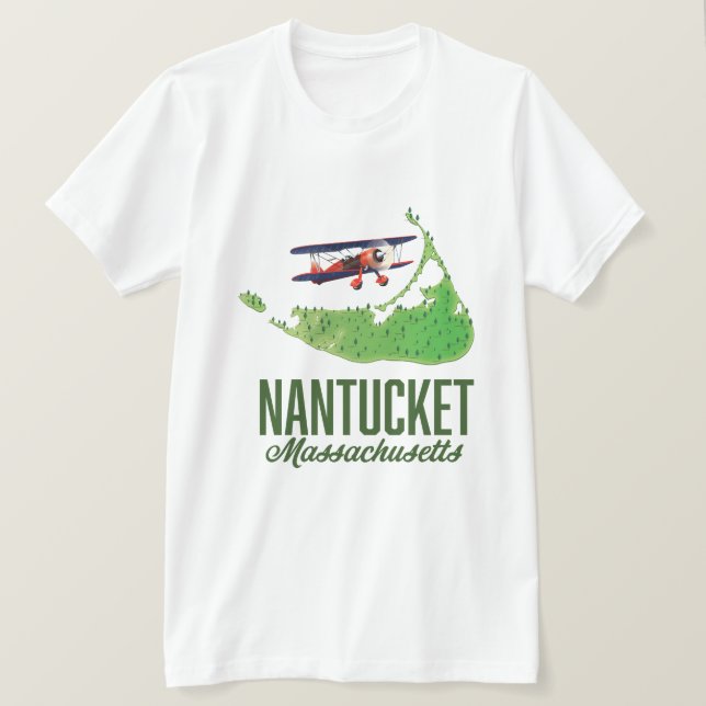 Camiseta Mapa de Nantucket Massachusetts (Frente do Design)