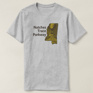 Camiseta Mapa de Natchez Trace Parkway Mississippi