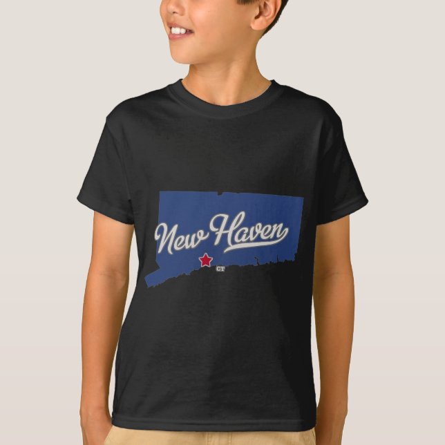 Camiseta Mapa de New Haven Connecticut Ct (Frente)