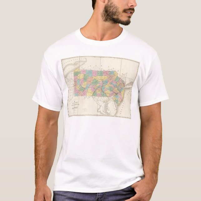 Camiseta Mapa de New-jersey e de Pensilvânia (Frente)