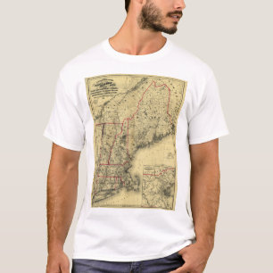 Camiseta Mapa de Nova Inglaterra e dos arredores (1860)