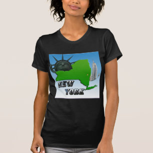 Camiseta Mapa de Nova Iorque, Estátua da Liberdade, Monumen