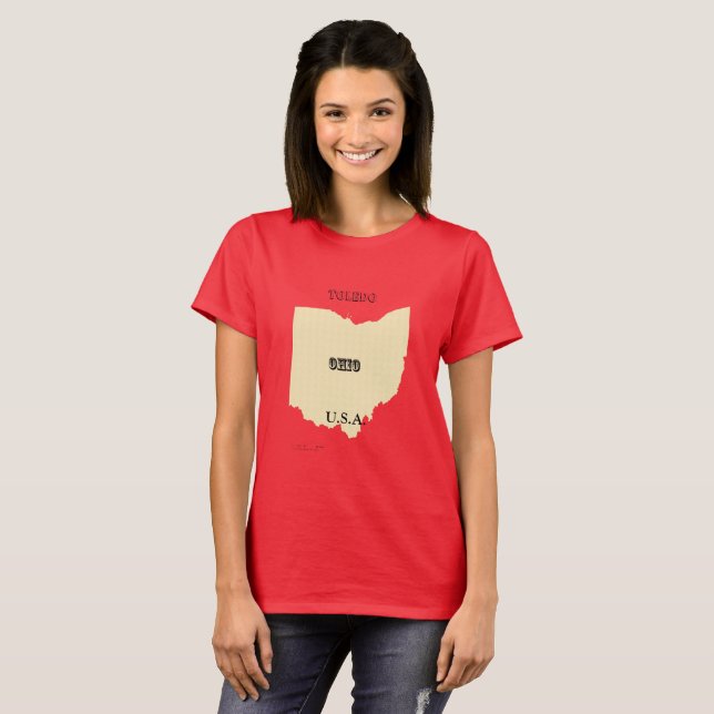 Camiseta - Mapa de Ohio com Cidade (Frente Completa)