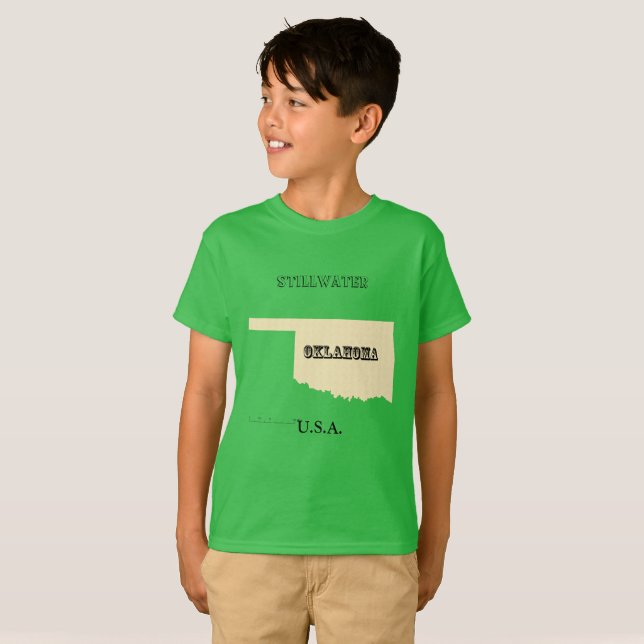 Camiseta - Mapa de Oklahoma com Cidade (Frente Completa)