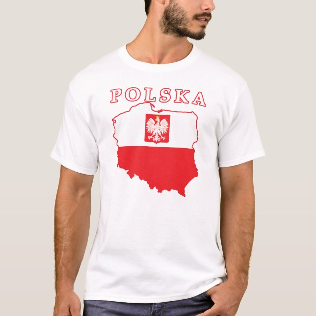 Camiseta Mapa de Polska com Eagle (Frente)
