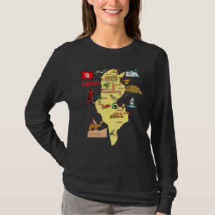 Camiseta Mapa de pontos turísticos de cidades principais da